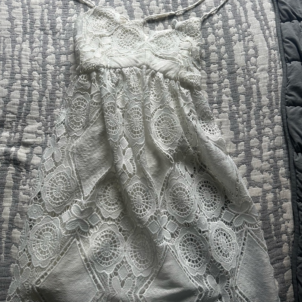 Anthropologie White Lace Midi Dress